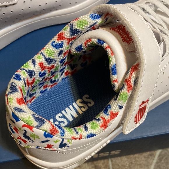 New in Box K-Swiss LITTLE KIDS COURT CASPER VLC WHITE/DINO Sz 12 - Picture 5 of 12